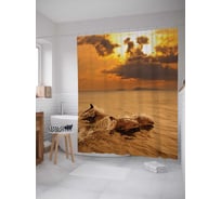 Штора (занавеска) для ванной JoyArty "Плывущие дельфины" из сатена, 180х200 см с крючками, sc_20425