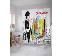 Штора (занавеска) для ванной JoyArty "Уличная мода" из сатена, 180х200 см с крючками, sc_21062