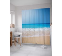 Штора (занавеска) для ванной JoyArty "Теплая волна" из сатена, 180х200 см с крючками, sc_21089