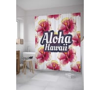 Штора (занавеска) для ванной JoyArty "Алоха Гавайи" из сатена, 180х200 см с крючками, sc_12273