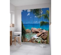 Штора (занавеска) для ванной JoyArty "Камни на береге" из сатена, 180х200 см с крючками, sc_19625