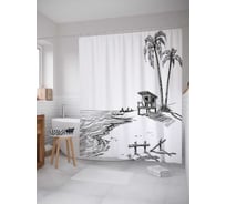 Штора (занавеска) для ванной JoyArty "Одинокий спасатель" из сатена, 180х200 см с крючками, sc_17723