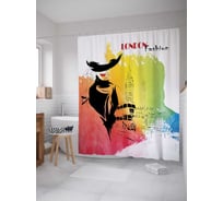 Штора (занавеска) для ванной JoyArty "Лондонская мода" из сатена, 180х200 см с крючками, sc_21043