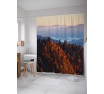 Штора (занавеска) для ванной JoyArty "Верхушка леса" из сатена, 180х200 см с крючками, sc_20754