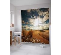 Штора (занавеска) для ванной JoyArty "Бескрайняя пустыня" из сатена, 180х200 см с крючками, sc_20739