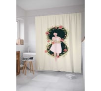 Штора (занавеска) для ванной JoyArty "Девушка с цветочными венками" из сатена, 180х200 см с крючками, sc_213178