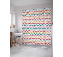 Штора (занавеска) для ванной JoyArty "Волнистые краски" из сатена, 180х200 см с крючками, sc_20773