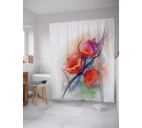 Штора (занавеска) для ванной JoyArty "Кровавый цветок" из сатена, 180х200 см с крючками, sc_21107
