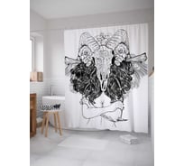 Штора (занавеска) для ванной JoyArty "Девушка с черепом барана" из сатена, 180х200 см с крючками, sc_19894