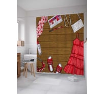 Штора (занавеска) для ванной JoyArty "Женские принадлежности" из сатена, 180х200 см с крючками, sc_21064