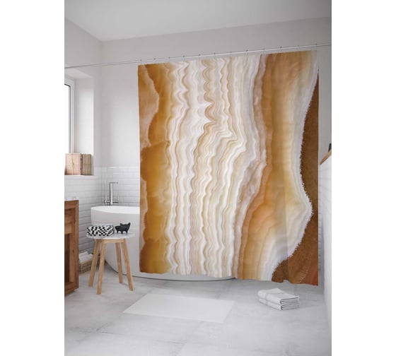 Штора (занавеска) для ванной JoyArty "Подводный риф" из сатена, 180х200 см с крючками, sc_19447 1