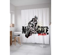 Штора (занавеска) для ванной JoyArty "Страсть к мотоциклам" из сатена, 180х200 см с крючками, sc_17789