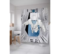 Штора (занавеска) для ванной JoyArty "Космонавт в скафандре" из сатена, 180х200 см с крючками, sc_19910
