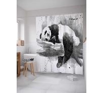 Штора (занавеска) для ванной JoyArty "Сладкий сон панды" из сатена, 180х200 см с крючками, sc_18134