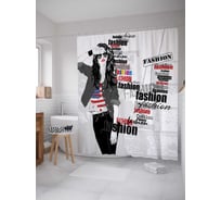 Штора (занавеска) для ванной JoyArty "Модный образ" из сатена, 180х200 см с крючками, sc_21045