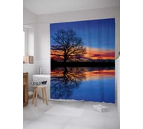 Штора (занавеска) для ванной JoyArty "Водные корни" из сатена, 180х200 см с крючками, sc_17588