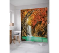 Штора (занавеска) для ванной JoyArty "Найденный водопад" из сатена, 180х200 см с крючками, sc_19627