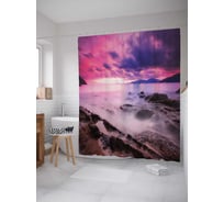 Штора (занавеска) для ванной JoyArty "Туманность на берегу" из сатена, 180х200 см с крючками, sc_19857