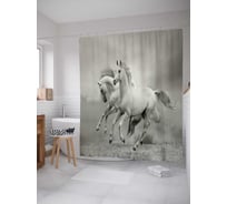 Штора (занавеска) для ванной JoyArty "Лошадиный танец" из сатена, 180х200 см с крючками, sc_16159