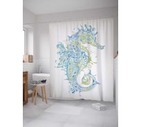 Штора (занавеска) для ванной JoyArty "Призрачный морской конек" из сатена, 180х200 см с крючками, sc_20915