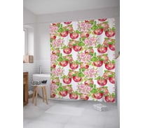 Штора (занавеска) для ванной JoyArty "Яблочный рай" из сатена, 180х200 см с крючками, sc_15975