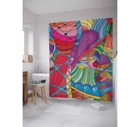 Штора (занавеска) для ванной JoyArty "Мир вязания" из сатена, 180х200 см с крючками, sc_207083