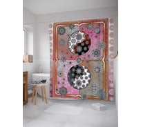 Штора (занавеска) для ванной JoyArty "Цветочный инь янь в рамке" из сатена, 180х200 см с крючками, sc_13501