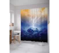 Штора (занавеска) для ванной JoyArty "Опасная молния" из сатена, 180х200 см с крючками, sc_16300