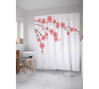 Штора (занавеска) для ванной JoyArty "Нарядные ветки" из сатена, 180х200 см с крючками, sc_17427