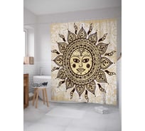 Штора (занавеска) для ванной JoyArty "Добрый солнечный узор" из сатена, 180х200 см с крючками, sc_16060