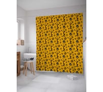 Штора (занавеска) для ванной JoyArty "Песня солнца" из сатена, 180х200 см с крючками, sc_18552