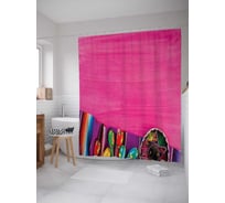 Штора (занавеска) для ванной JoyArty "Мексиканский быт" из сатена, 180х200 см с крючками, sc_20607