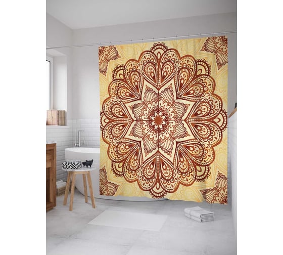 Штора (занавеска) для ванной JoyArty "Пламенные лепестки" из сатена, 180х200 см с крючками, sc_16063 1