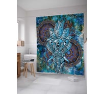 Штора (занавеска) для ванной JoyArty "Духовный слон" из сатена, 180х200 см с крючками, sc_22425