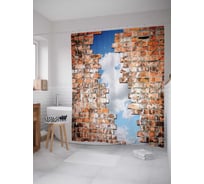 Штора (занавеска) для ванной JoyArty "Небесное отверстие" из сатена, 180х200 см с крючками, sc_19757