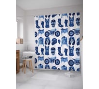 Штора (занавеска) для ванной JoyArty "Байкерская мода" из сатена, 180х200 см с крючками, sc_21065