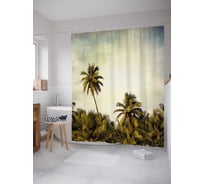 Штора (занавеска) для ванной JoyArty "Необычная пальма" из сатена, 180х200 см с крючками, sc_21007