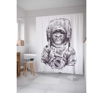 Штора (занавеска) для ванной JoyArty "Обезьяна космонавт" из сатена, 180х200 см с крючками, sc_19933