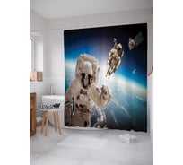 Штора (занавеска) для ванной JoyArty "Открытый космос" из сатена, 180х200 см с крючками, sc_19943