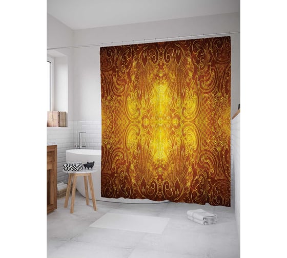 Штора (занавеска) для ванной JoyArty "Пламенная фантазия" из сатена, 180х200 см с крючками, sc_17668 1
