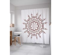 Штора (занавеска) для ванной JoyArty "Солнечные завитки" из сатена, 180х200 см с крючками, sc_21220