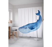 Штора (занавеска) для ванной JoyArty "Мудрый кит" из сатена, 180х200 см с крючками, sc_23191