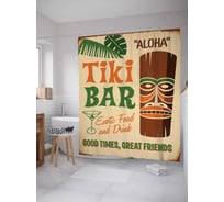Штора (занавеска) для ванной JoyArty "Тики-бар Алоха" из сатена, 180х200 см с крючками, sc_2847