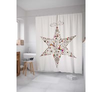 Штора (занавеска) для ванной JoyArty "Игрушечная звезда" из сатена, 180х200 см с крючками, sc_21450