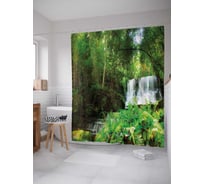 Штора (занавеска) для ванной JoyArty "Длинный водопад" из сатена, 180х200 см с крючками, sc_20946