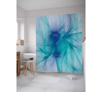 Штора (занавеска) для ванной JoyArty "Воздушная бирюза" из сатена, 180х200 см с крючками, sc_20001