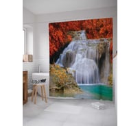 Штора (занавеска) для ванной JoyArty "Водопад весной" из сатена, 180х200 см с крючками, sc_20940