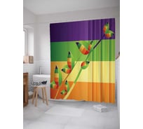 Штора (занавеска) для ванной JoyArty "Радужные листья" из сатена, 180х200 см с крючками, sc_20923