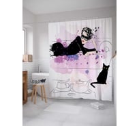 Штора (занавеска) для ванной JoyArty "Стильная фотосессия" из сатена, 180х200 см с крючками, sc_21039