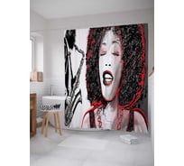 Штора (занавеска) для ванной JoyArty "Музыкальный фриссон" из сатена, 180х200 см с крючками, sc_23227